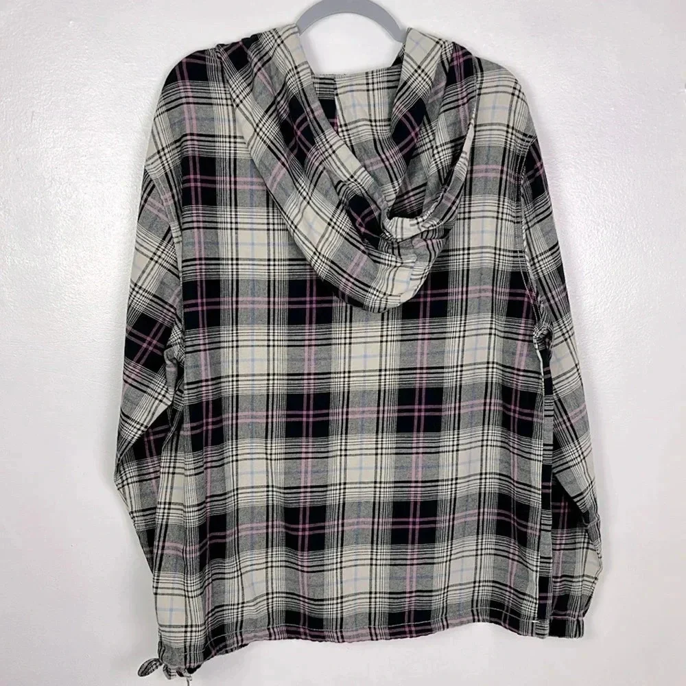 Urban Outfitters Mens Medium Hoodie Flannel‎ Scotch Plaid Shirt - Picture 2 of 9